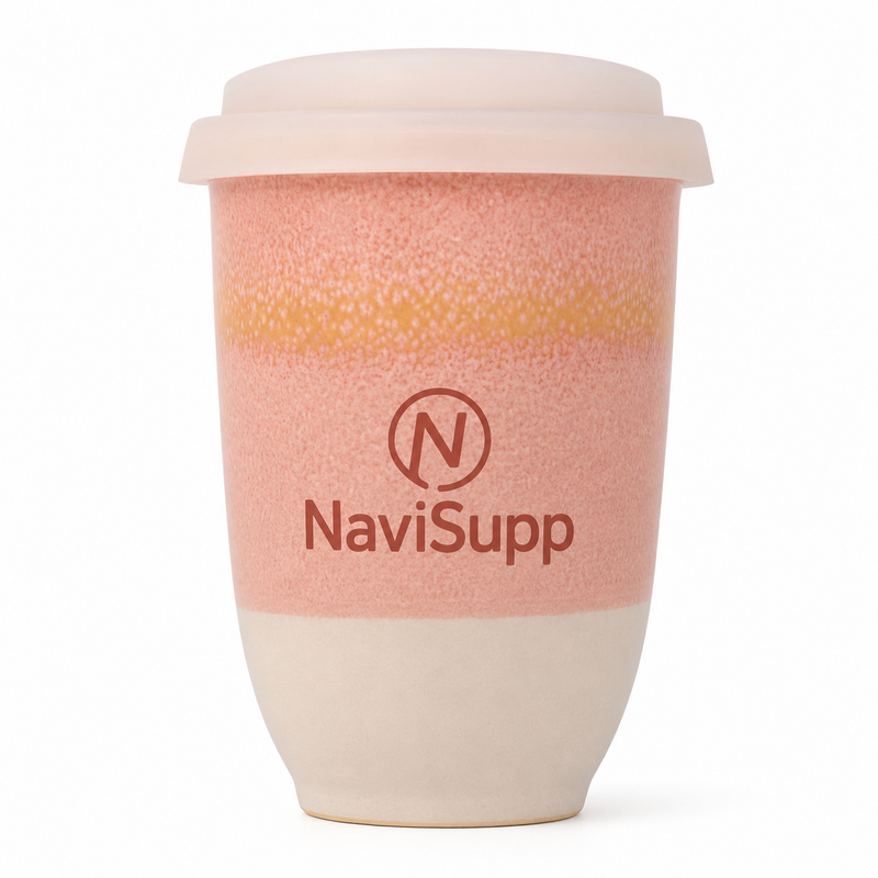 NaviSupp Blush Pink Ceramic Travel Cup - 16 oz