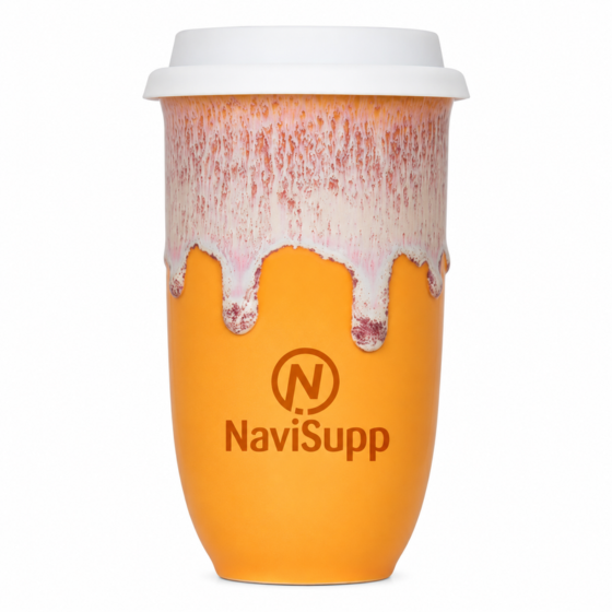 NaviSupp Citrus Orange Ceramic Travel Cup - 16 oz