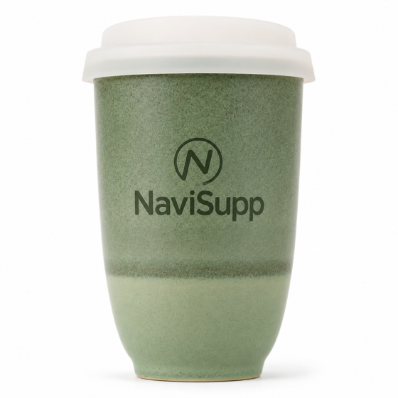 NaviSupp Sage Green Ceramic Travel Cup - 16 oz